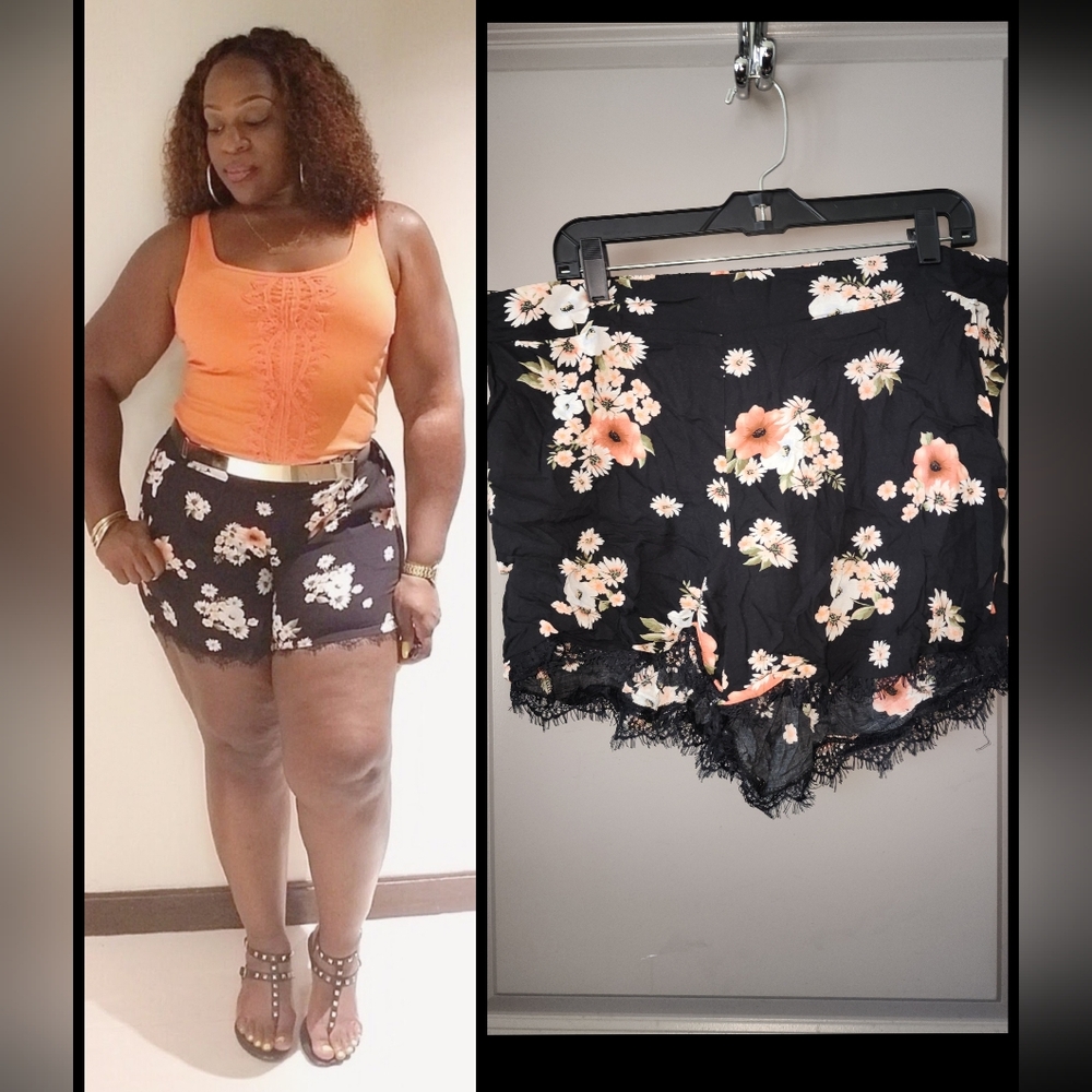 Floral Black Women's Shorts